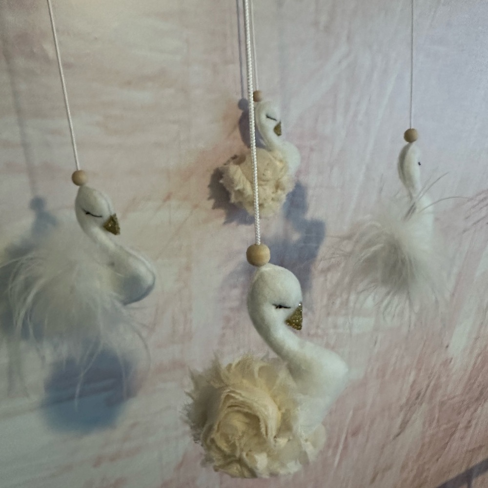 Handmade Swan Mobile for Nursery